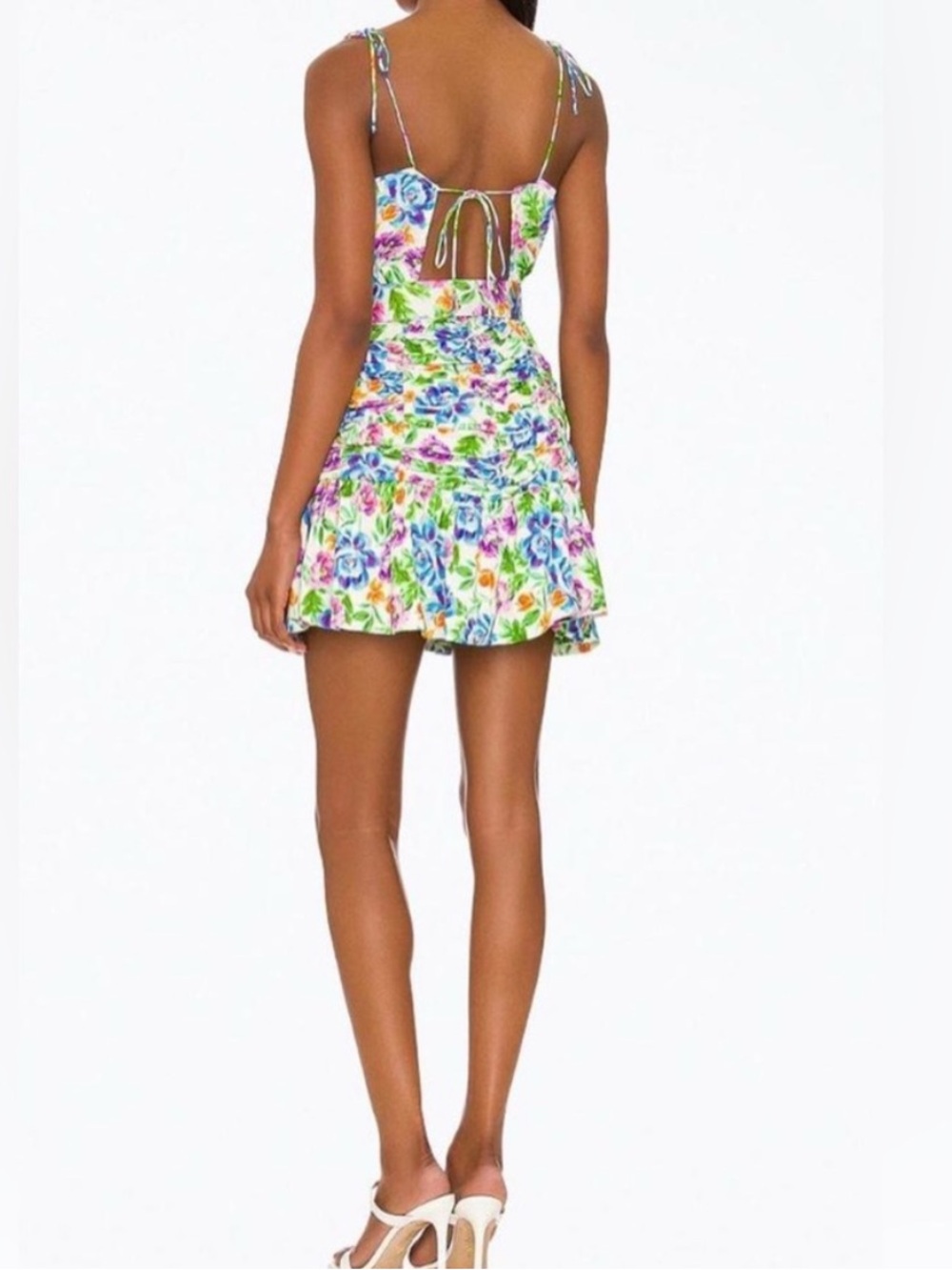For Love & Lemons - Floral Tie-Back Belted Mini Dress